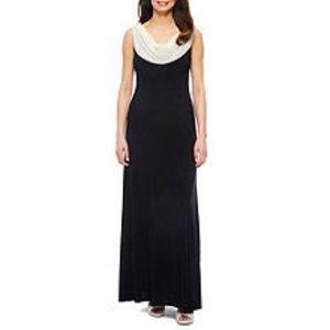 Jackie Jon Sleeveless Cowlneck Evening Gown